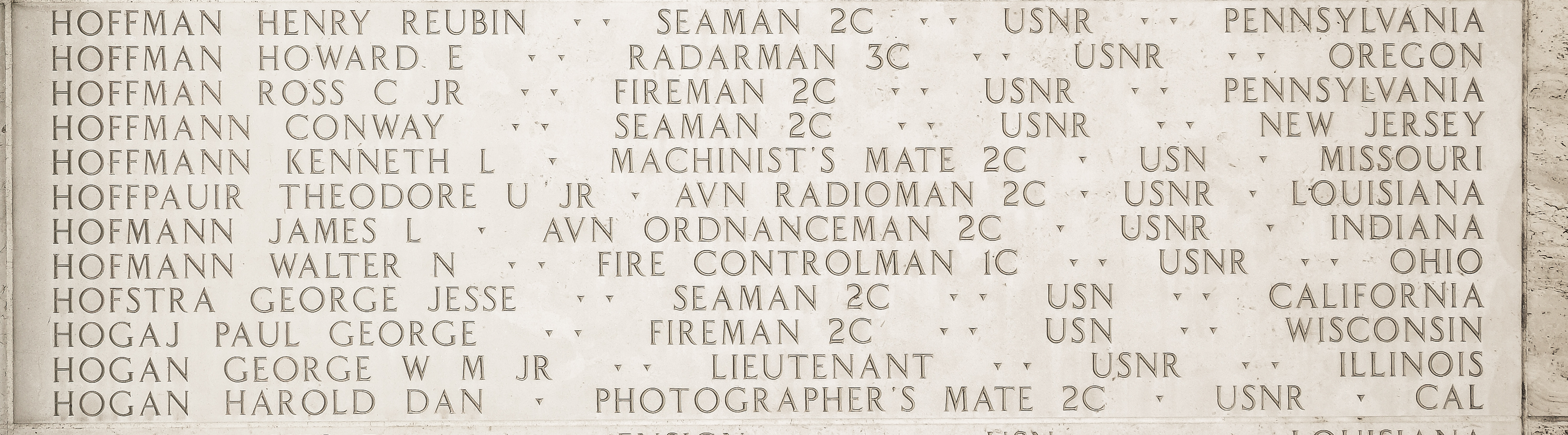 Howard E. Hoffman, Radarman Third Class